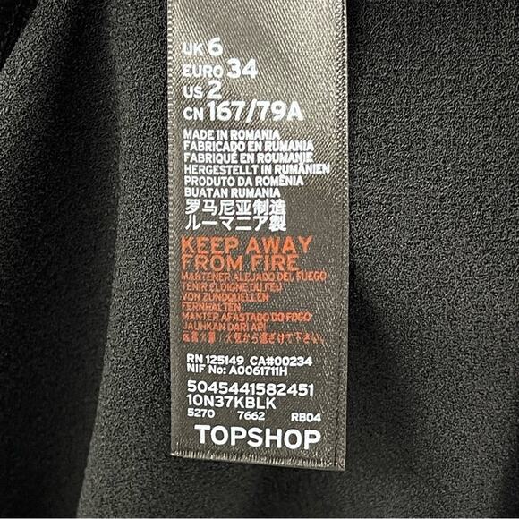 Topshop Preppy Tie Wrap Mini Dress in Black Whimsygoth Dark Witchy Size 2 - Picture 10 of 11